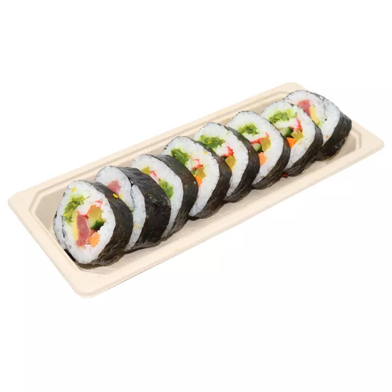 Biodegradable Sugarcane Pulp Sushi Container with PET Lid - Image 2